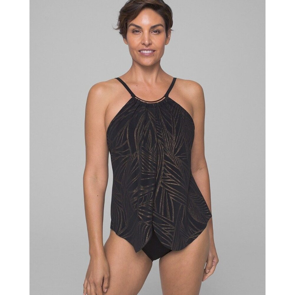MagicSuit women's‎ 10 black Gold Leaf Jill one piece swimsuit high neck modest